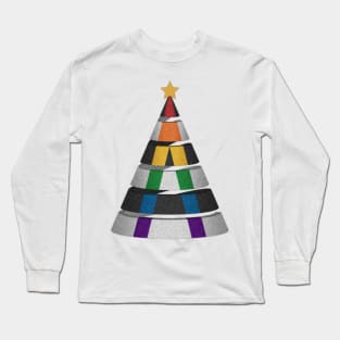 Large Spiral LGBT Ally Pride Flag Christmas Tree Vector Long Sleeve T-Shirt